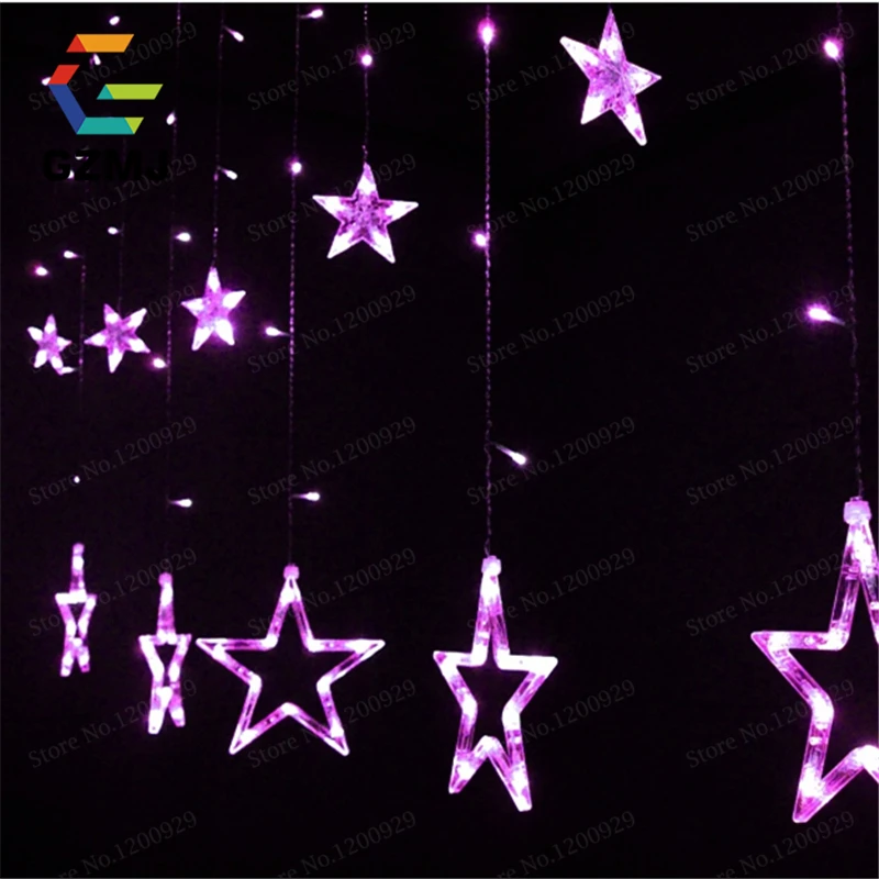 2MX3M звезда занавеска сосулька струнные огни Светодиодные сказочные