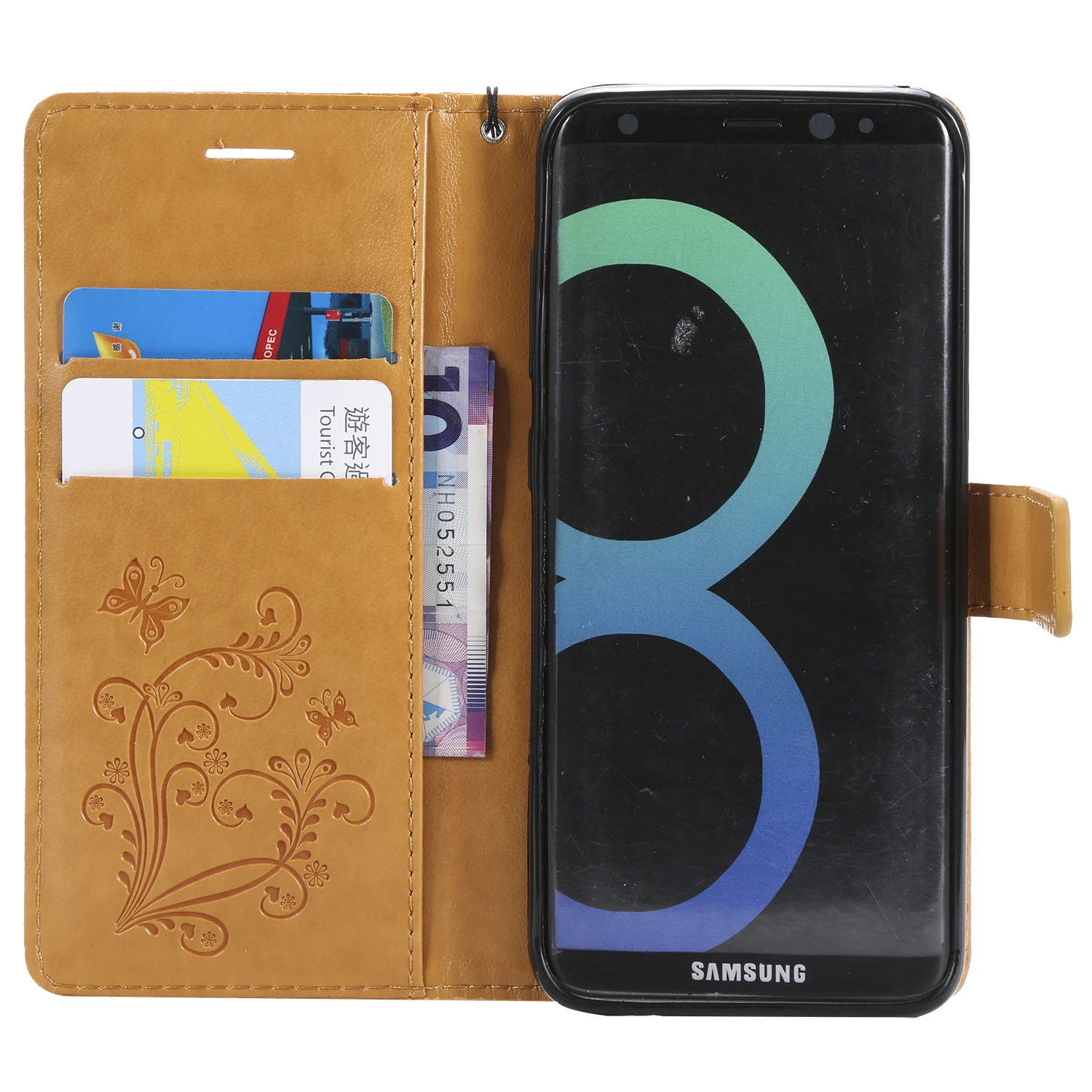 Новый чехол с бабочкой для Samsung Galaxy S8 Plus Стильный книжка кожаный откидной крышкой