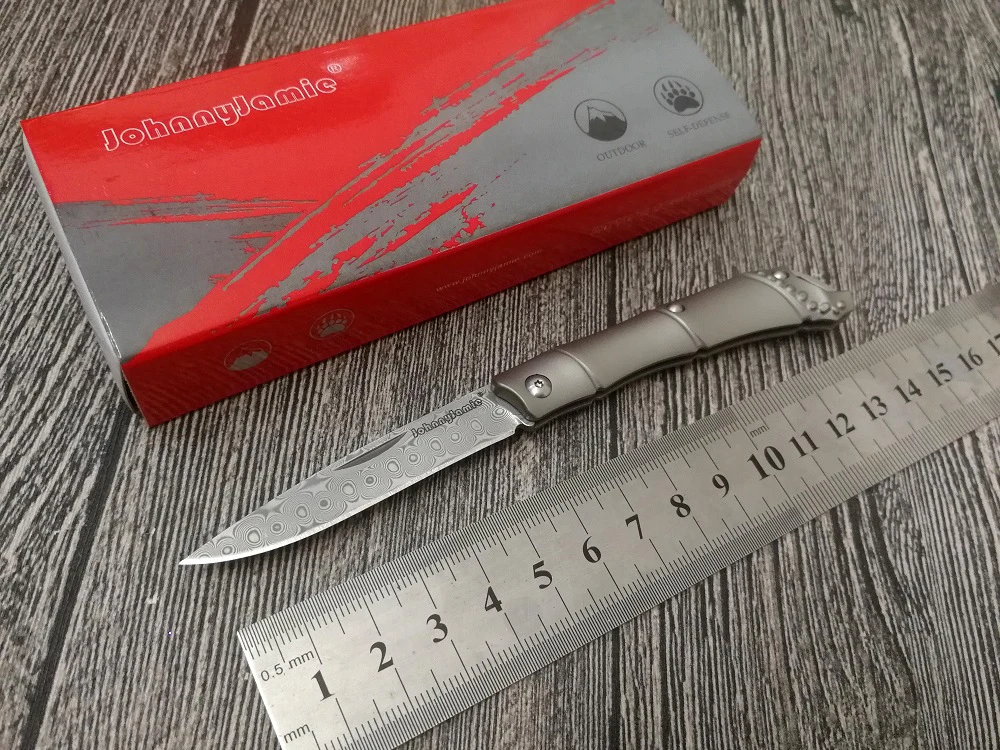 Jonnyjamie Mini UK PEN 1 нож C94TI 2,3" 31 г TC4 титановая ручка в БАМБУКОВОМ стиле дамасский складной карманный нож тактический EDC gear