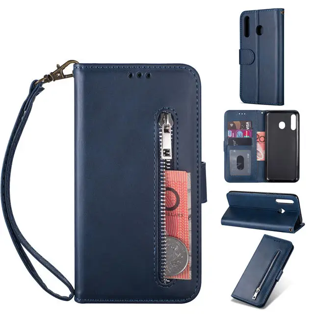 Застежка-молния кожаный флип-чехол для samsung Galaxy A50S A40S A30S A20S A10S A90 5G A70 A60 A50 A40 A30 A20 A10 A20E Роскошный чехол-портмоне