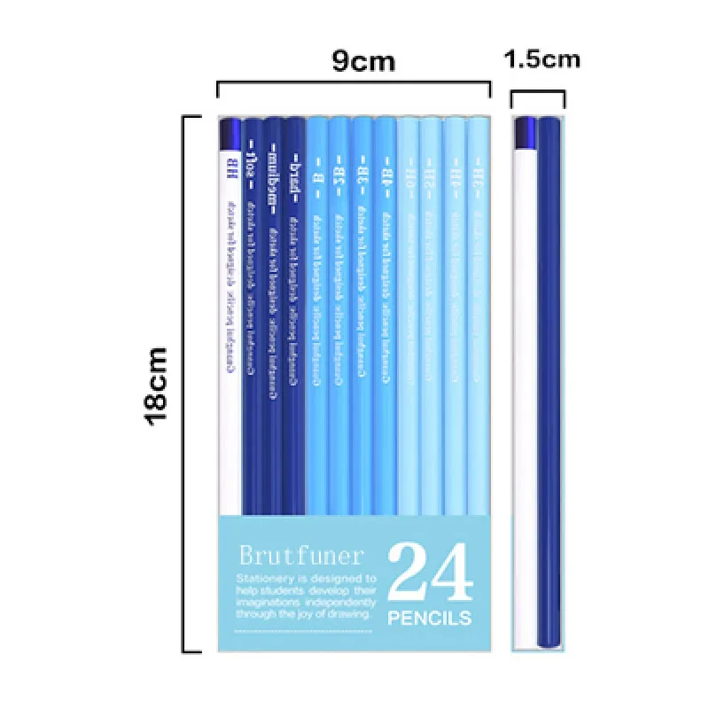 

Best Quality 24Pcs 6H HB-14B Set Drawing Sketching Pencil Soft Safe Non-toxic Standard Pencils Professional Office School Pencil