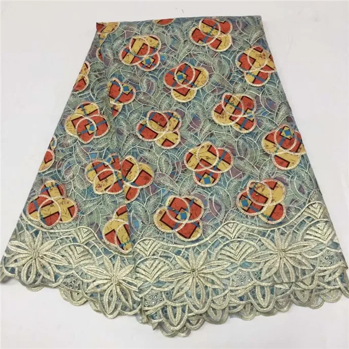 High Quality Nigerian Lace Fabrics With Print Wax Latest Embroidered Ankara Fabric Water Soluble African p5-20 | Дом и сад