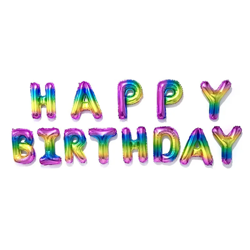 rainbow FELIZ cumpleaños письмо воздушный шар из фольги Испания Happy birthday Алфавит шар День рождения украшения детей Baby Shower шарики - Цвет: rainbow