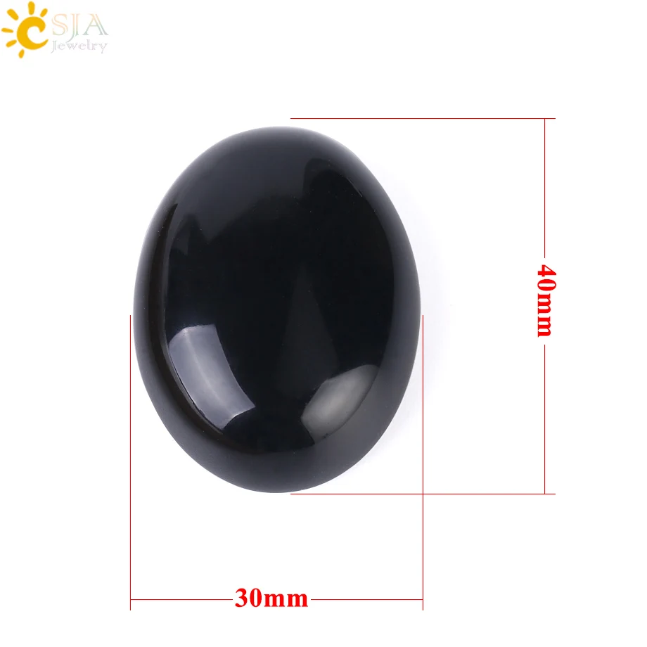 30x40mm CSJA 1 шт., натуральный овальный камень, кабошон, обсидиан, бусина, без отверстия для женщин и мужчин, модное ювелирное изделие, кольцо для лица, браслет, ожерелье F508 - Цвет: 30x40mm