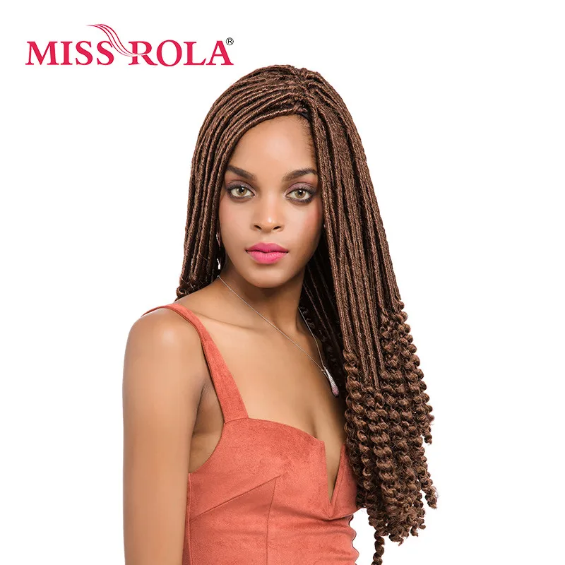 Miss Rola Faux locs Curly вязанные крючком косички волосы 30# Kanekalon низкотемпературное волокно 18 дюймов синтетические плетеные волосы для наращивания 5 шт