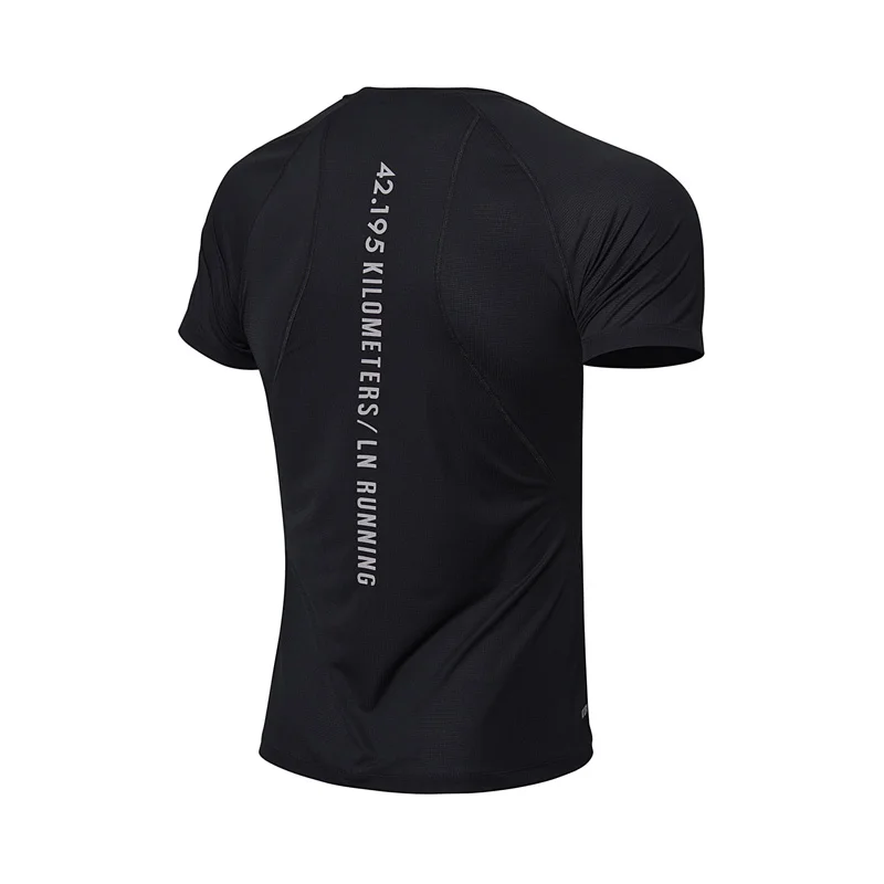 Li-Ning мужские футболки для бега на сухой Смарт 100% полиэстер облегающая футболка с