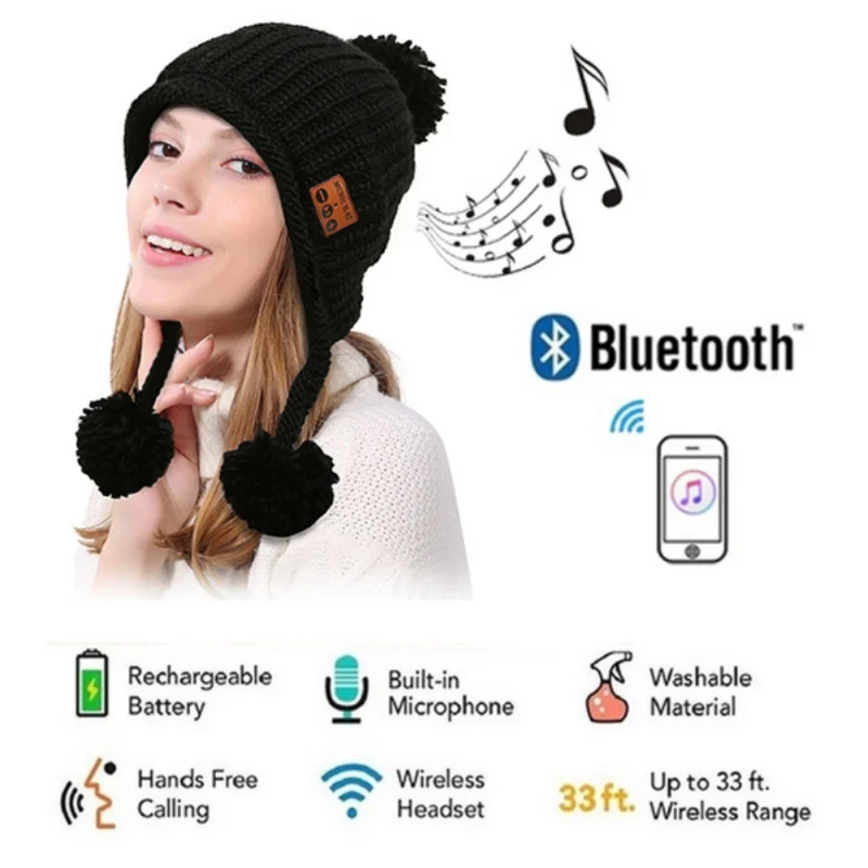 Новое поступление Bluetooth шапка музыкальная Кепка для наушников зимние женские