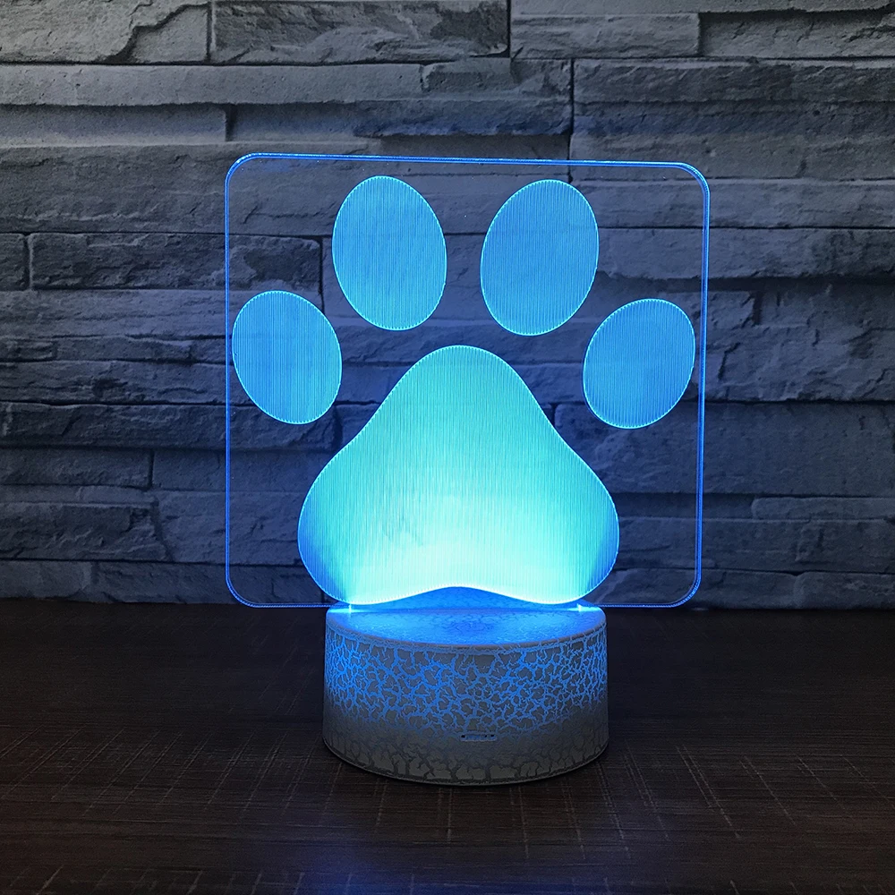 Маленький footprint3D ночник креативная Иллюзия 3d лампа LED 7 цветов меняющая