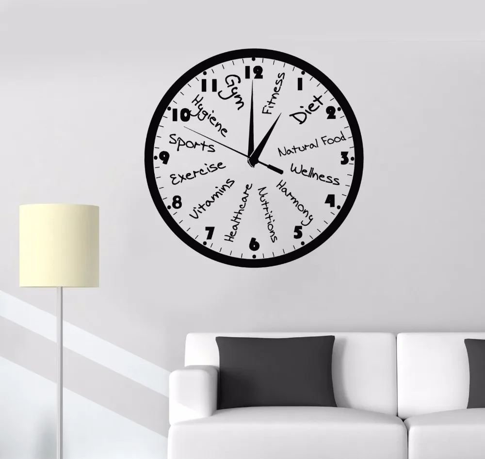 

Fitness Club Clock Decoration For Room New Design Sports Clock Wall Sticker Art Vinyl Design Ornament Sports Motivation Gym W104