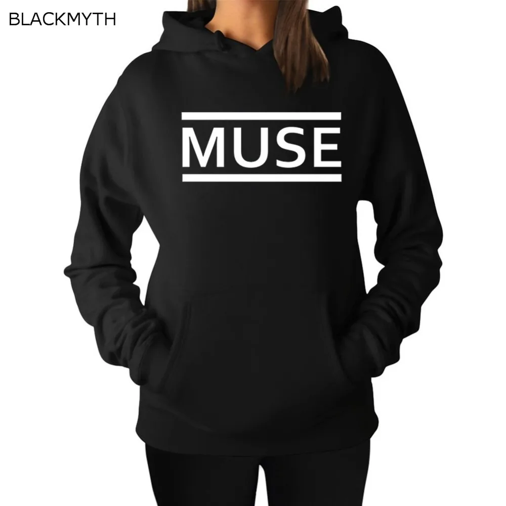 BLACKMYTH Harjuku модные толстовки с капюшоном длинным рукавом MUSE печати топы женские
