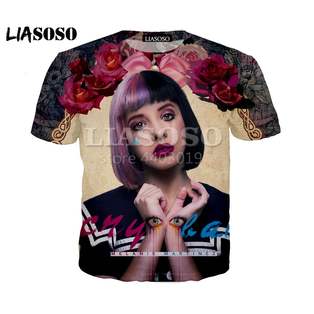 17 LIASOSO, новинка, 3D цветная печать, певица, Мелани Мартинес, для женщин и мужчин, футболка Casusl, модная, летняя, o-образный вырез, короткий рукав, SE1096 - Цвет: 17