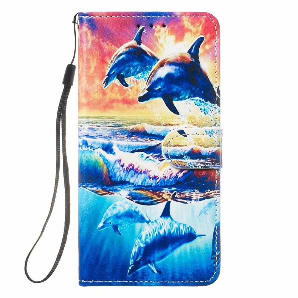Dolphin Стильная футболка с изображением персонажей видеоигр Coque бумажник флип-чехол для телефона для samsung Galaxy S10 5G S10E S9 S8 плюс S7 край J3 J510 J330 J530 J730 Note 9 крышка - Цвет: Dolphin