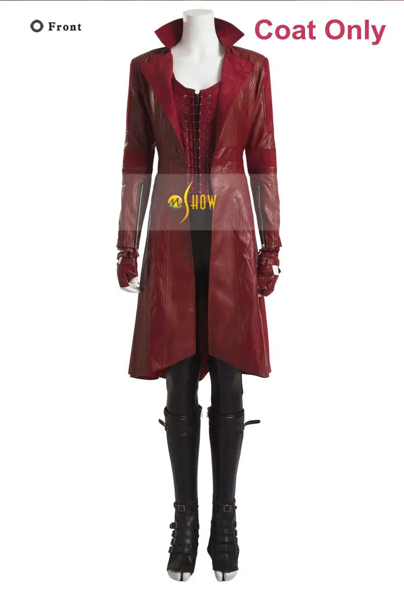 Only Coat Костюм Капитана Америки 3 Скарлет ведьмы, костюм для косплея на Хэллоуин, костюм Красной ведьмы, костюм Красной ведьмы, пальто из искусственной кожи, косплей - Цвет: Only Coat