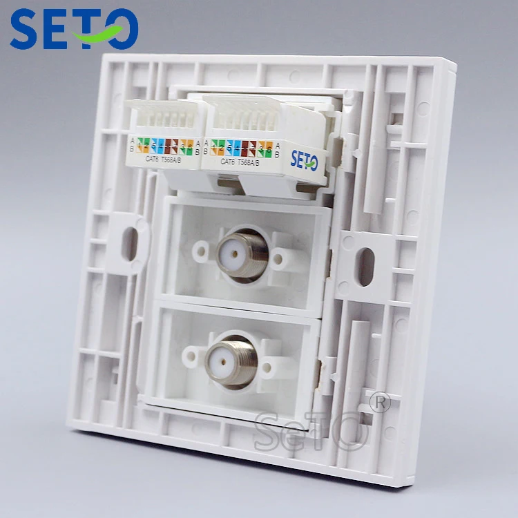 SeTo 86 Тип двойной RJ45 Cat6 сеть + F TV Ассорти панелей настенная панель гнездо Keystone
