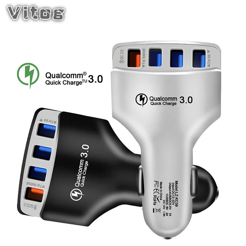 4 USB быстрое зарядное устройство 3,0 Автомобильное USB зарядное устройство адаптер 7A QC3.0 Blitzwolf USB Автомобильное зарядное устройство для мобильного телефона зарядное устройство для IOS Android
