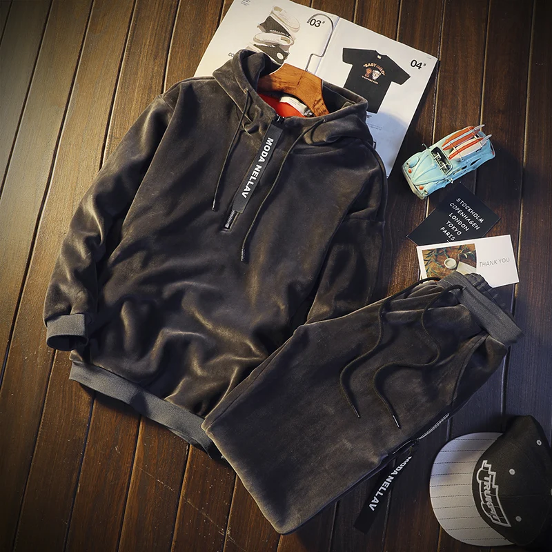 Мужская спортивная одежда повседневная толстовка с капюшоном + штаны комплекты