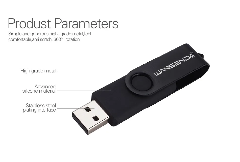 Высококачественный USB флеш накопитель простой металлический вращающийся U диск 4
