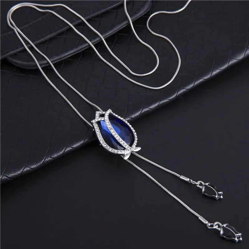 Уникальное искусственное нежное ожерелье с кулоном в виде тюльпана серебряного