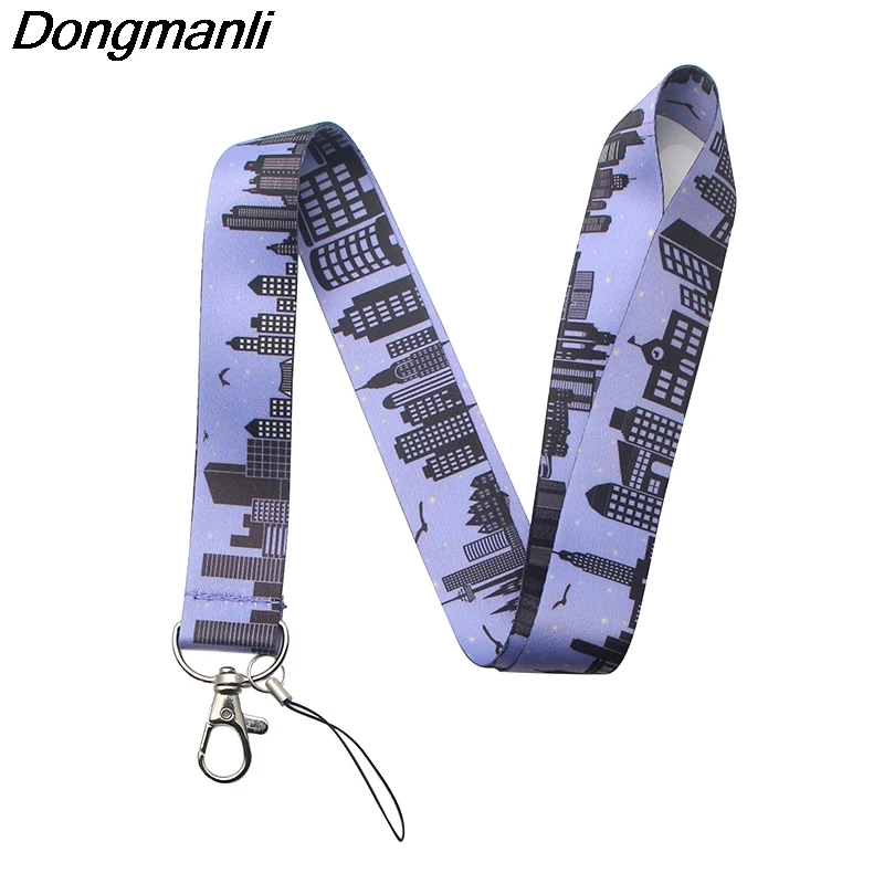 P3714 Dongmanli Ночной городской брелок Lanyards держатель удостоверения личности ID карта Пропуск Тренажерный зал мобильный телефон USB значок ключ держатель
