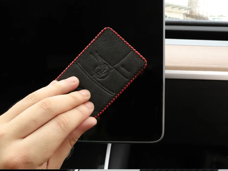 LUCKEASY чехол для карты брелок держатель брелок для Tesla модель 3- имитация Алькантара набор ключей