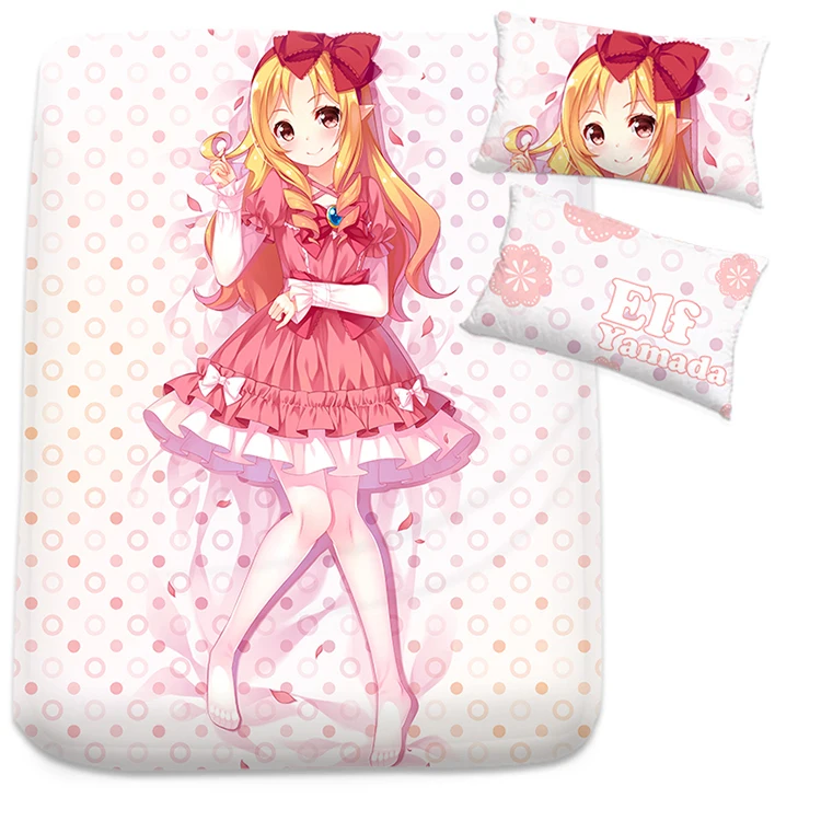 Japanese Anime Cartoon Eromanga Sensei Elf Yamada Milk Silk Mattress Cover Fitted Sheet cover bedspread counterpane | Дом и сад