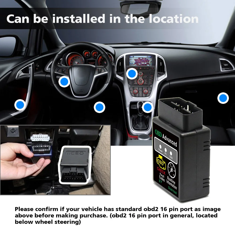 OBD2 HH OBD ELM327 V1.5 Bluetooth OBD2 CAN BUS Check Engine Car Auto Diagnostic Scanner Tool Interface Adapter For Android PC
