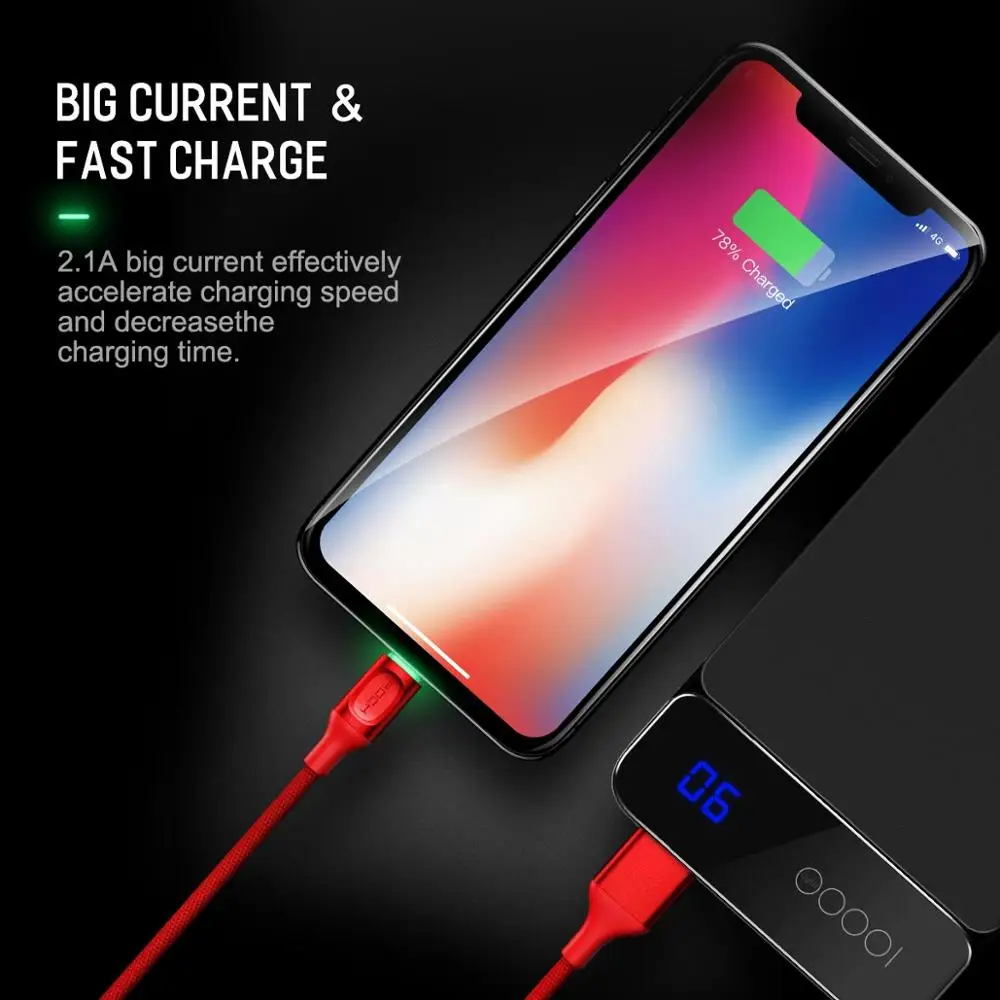 USB кабель для iPhone X 7 8 6 iPad 1 м со светодиодным индикатором|Кабели мобильных