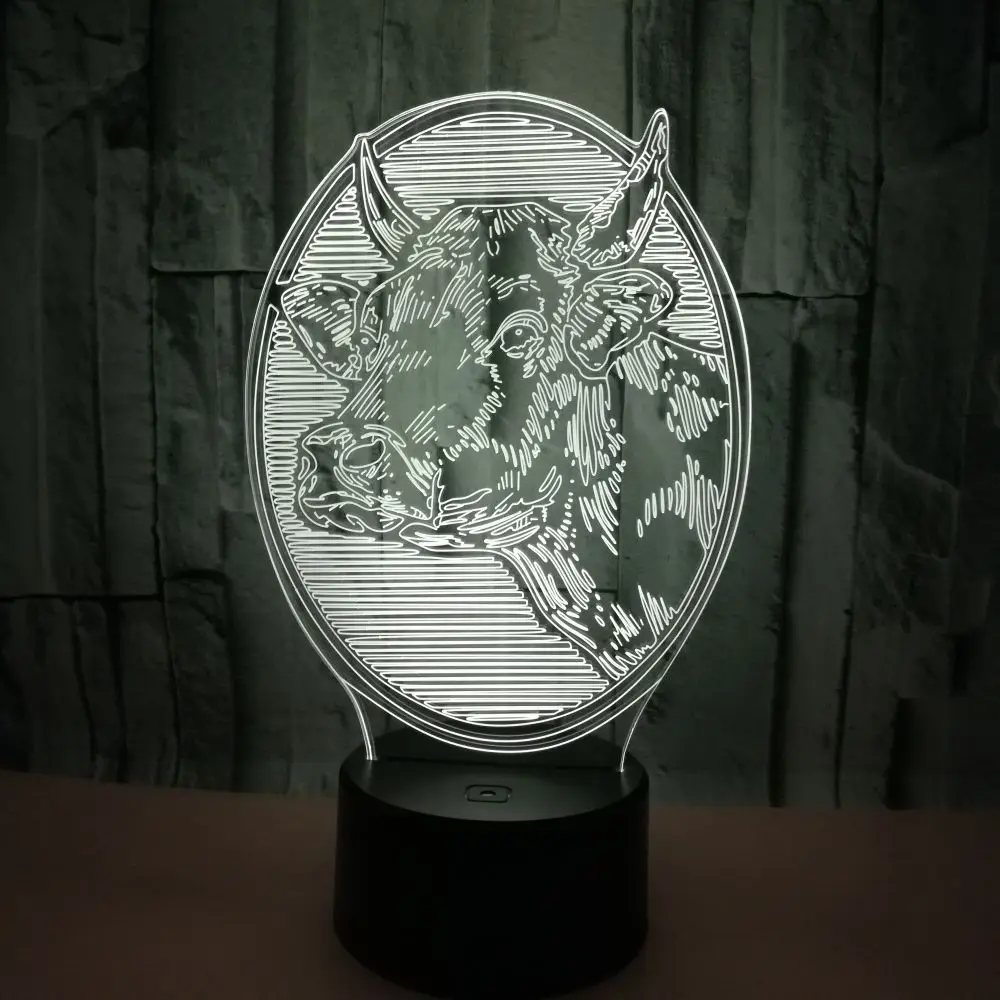 Новая 3d лампа для крупного рогатого скота с цветным сенсорным и дистанционным