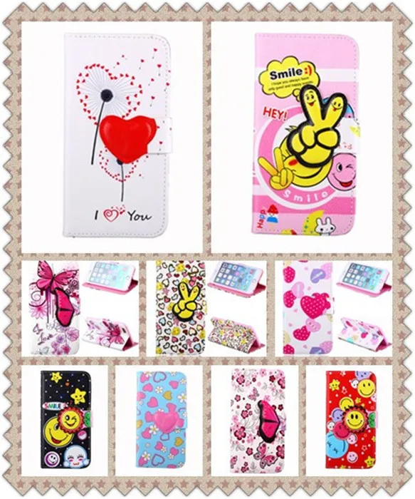New PU Leather Flower andelion Butterfly Love Heart Stand Style Flip Wallet Cover Case For iPhone 6 Plus 5.5 inch |