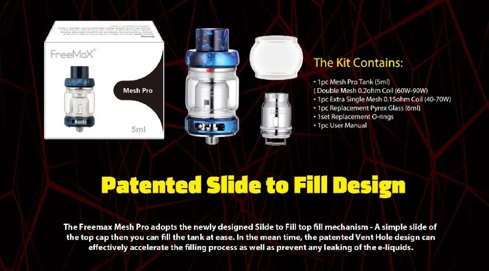 Новая сетка Freemax Pro Tank 6 мл Sub ом распылитель углеродное волокно Freemax Mesh Pro катушка Vape Смола Танк 17 цветов VS Zeus Dual RTA