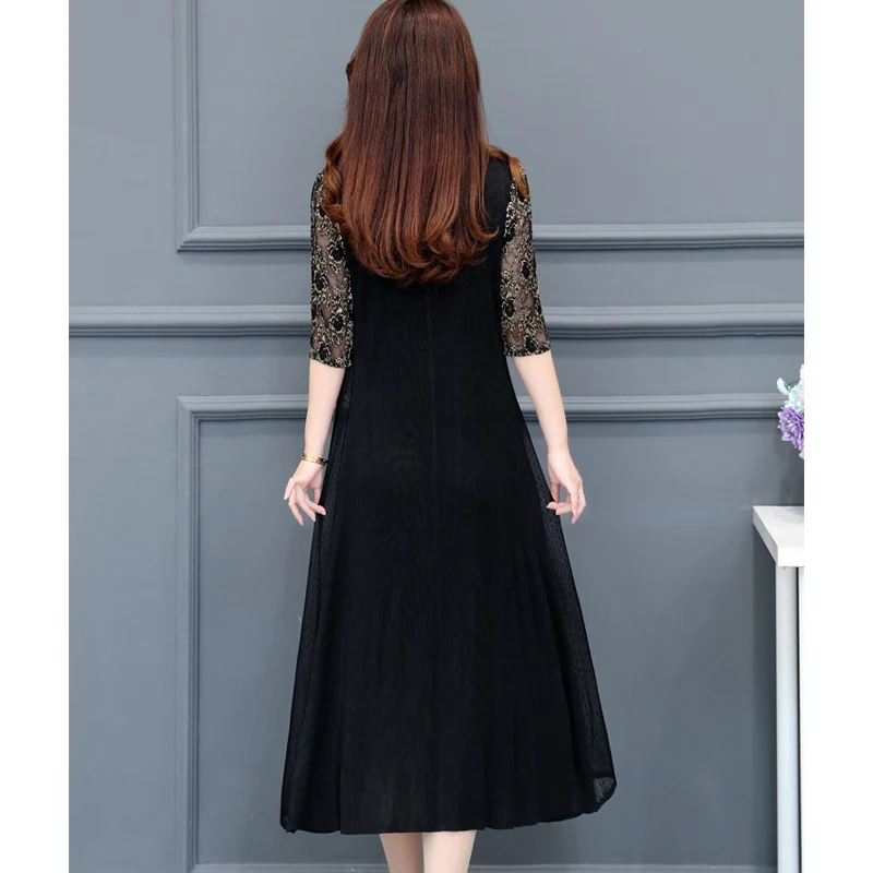 Женское модное платье размера плюс 5XL весеннее элегантное кружевное с рукавом