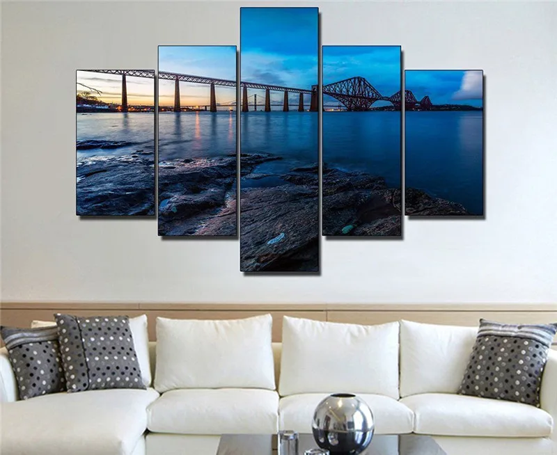 5 панелей без рамки современный знаменитый мост настенная живопись декоративная