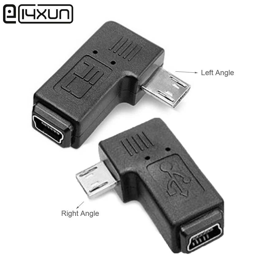 1 шт. разъем Mini USB мама-Micro папа 90 градусов 5-контактный L-образный от V3 до V8 левый и