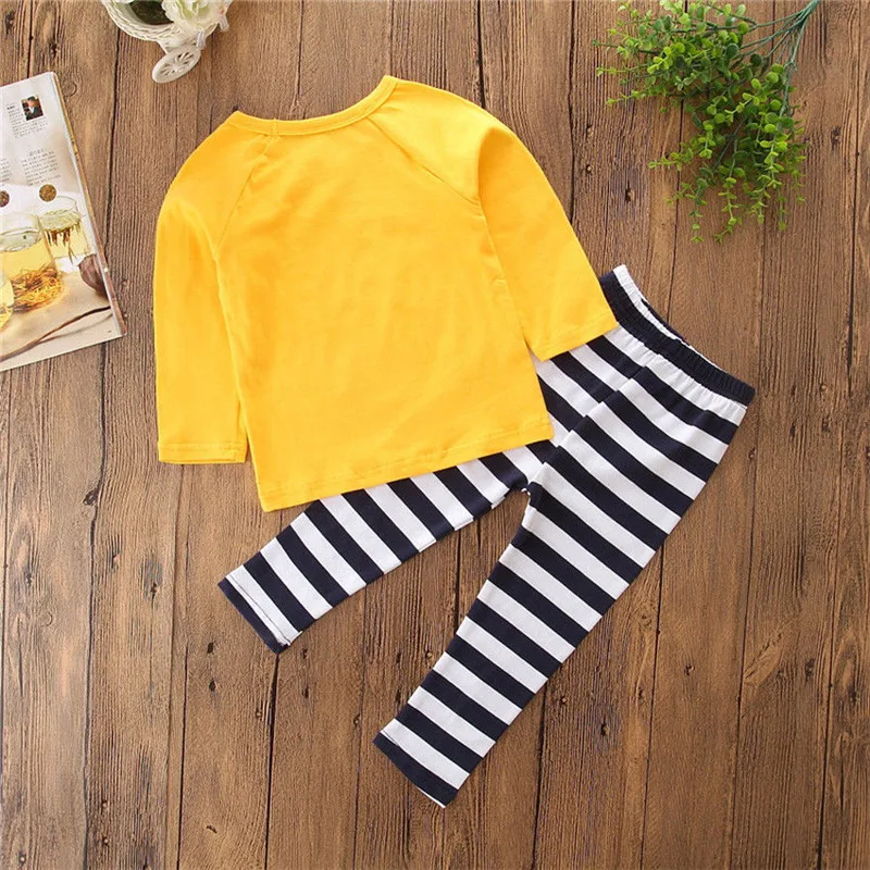 Одежда для новорожденных девочек футболки + штаны в полоску комплект из 2