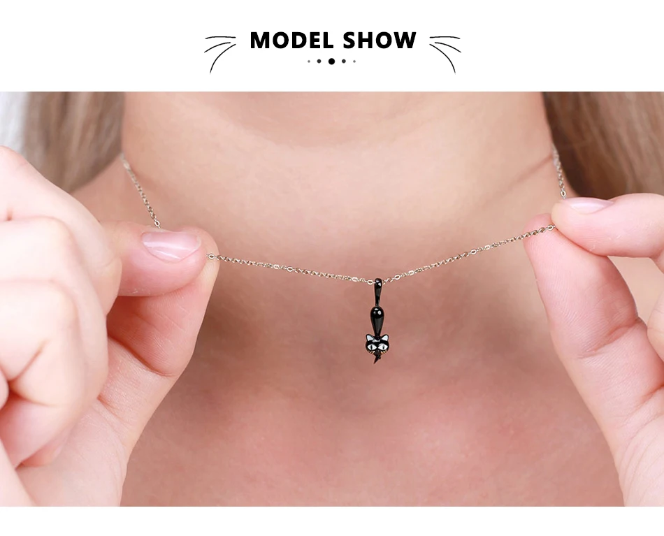 ORSA JEWELS подлинное серебряное ожерелье с подвеской из 925 пробы с черным пистолетом и кошкой, висящее ожерелье с выемками для ходячих кошек, подарок SN98