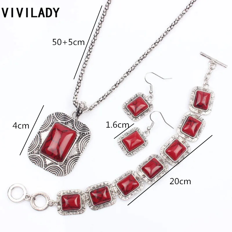 Женский винтажный комплект ювелирных изделий VIVILADY из 3 предметов серебряное