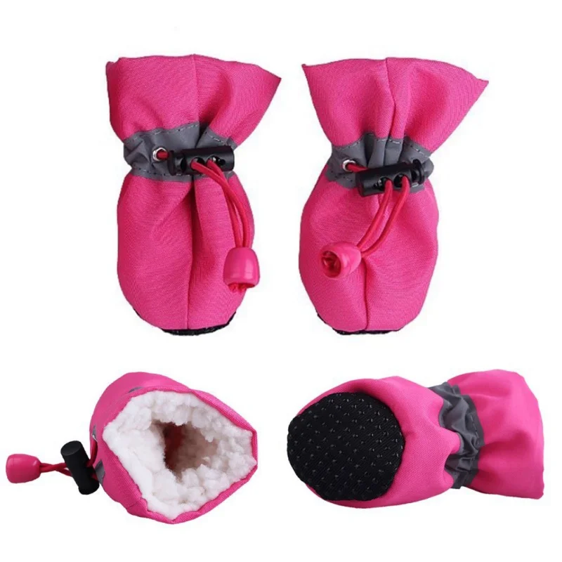 

4pcs Waterproof Winter Pet Dog Shoes Anti-slip Rain Snow Boots Footwear Thick Warm For Small Cats Dogs Puppy Dog Socks Booties