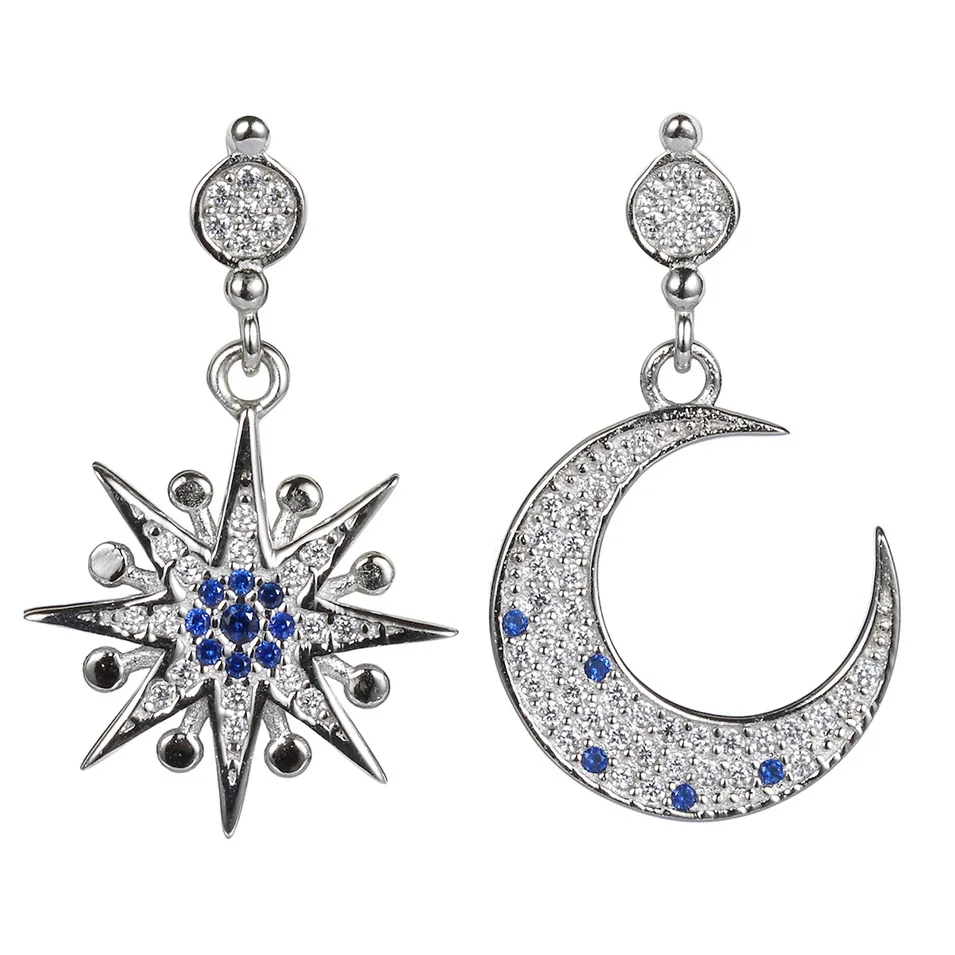 

Eulonvan cute 925 sterling silver elegant stud earrings for women Jewelry & Accessories dropshipping Blue Cubic Zirconia S-E374