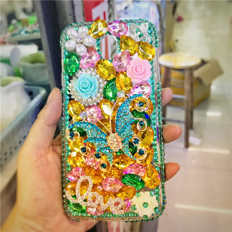 Чехол XINGDUO для iphone XS с 3D бабочкой блестящими стразами сделай сам розовая роза