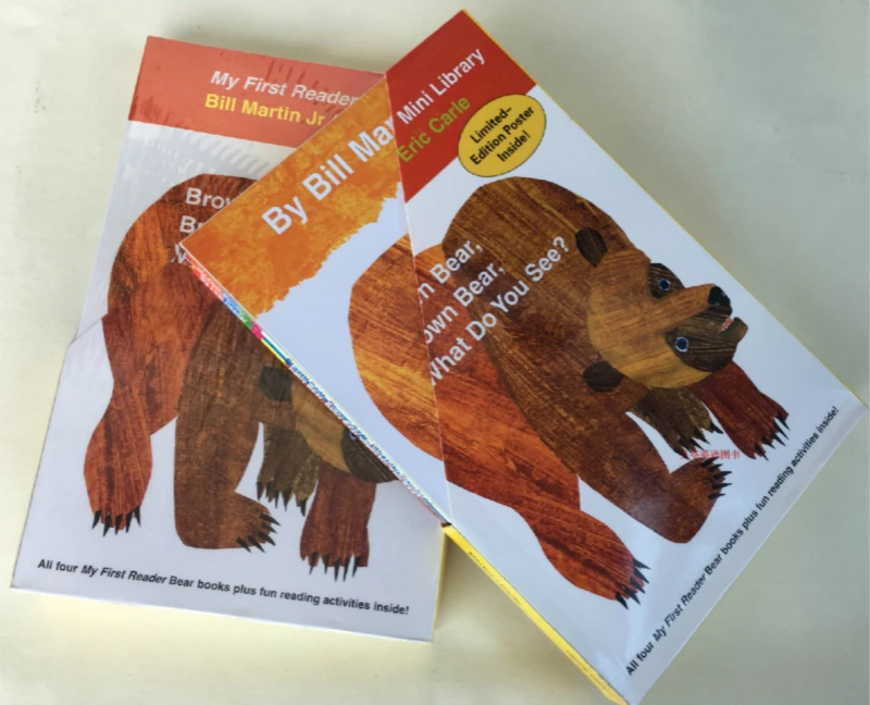 4 загруженные английские детские книги с изображением коричневого медведя