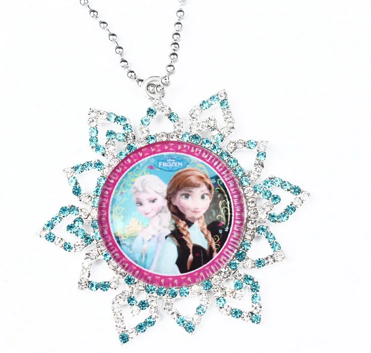 Nice Girl Necklace Anna Elsa Sister Design Full Rhinestone Snow Flake Charm Kids Child Best Birthday GiftAccessoriesWX1 | Украшения и