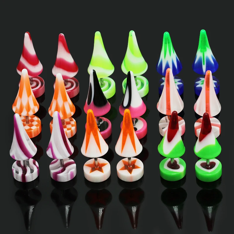 2 шт./лот новинка акриловые серьги для пирсинга поддельные затычки ушей шпильки