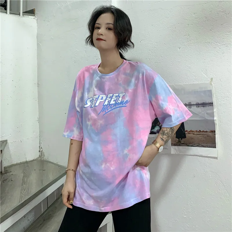 Женская свободная футболка с коротким рукавом повседневные футболки радужными