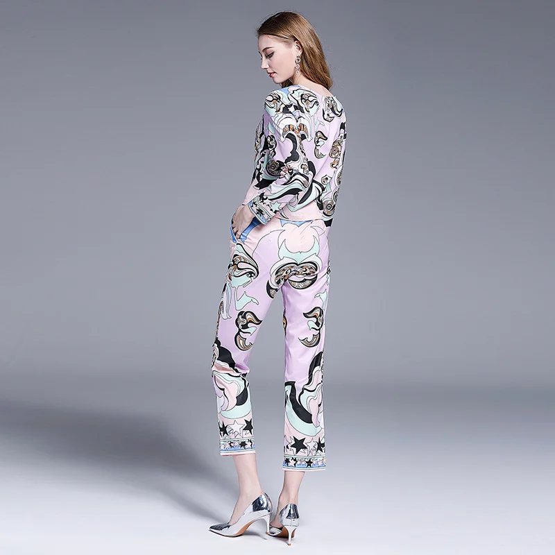 BLLOCUE Runway дизайнерский костюм набор 2019 осенний женский модный топ с принтом