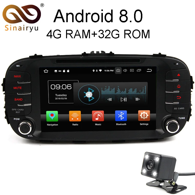 1024*600 4GB RAM Octa Core Android 8.0 Car DVD Radio Player Fit Kia Soul 2014 2015 2016 Multimedia TV GPS Navigation 4G Network |