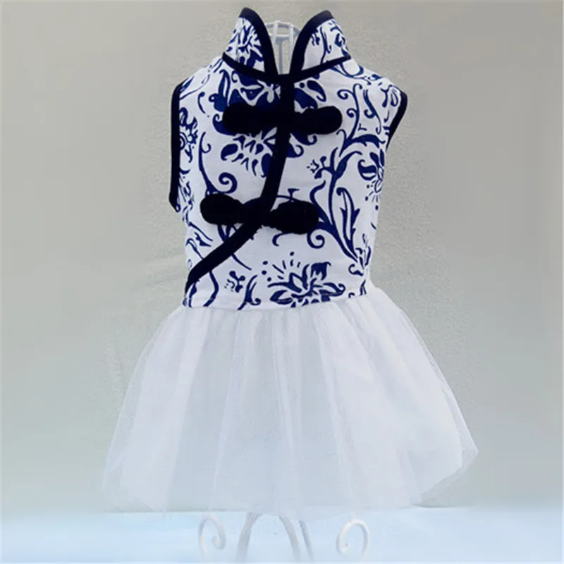 Маленькие Одежда для кошек платья одежда в китайском стиле Ткань домашних