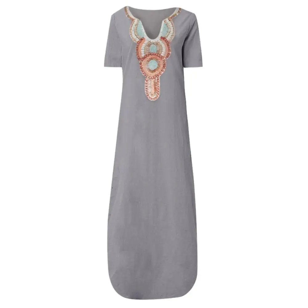 Burgundy Women Dresses Sexy Women Polyester Print Deep V-neck Side Slit Summer Dress Bohemian Female Maxi Dress Vintage Vestidos 40H - Color: Burgundy
