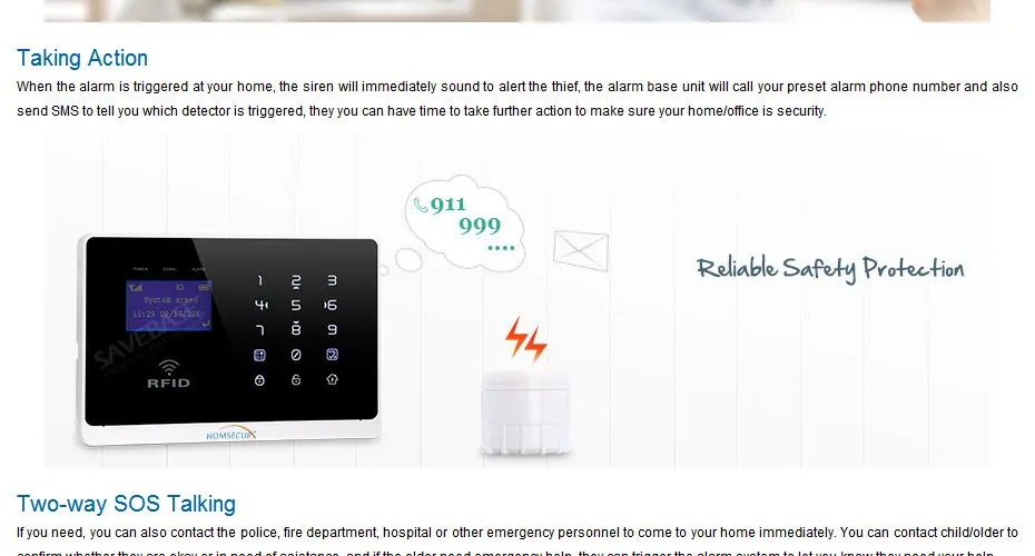HOMSECUR lcd Беспроводная gsm-система с автонабором домашняя офисная охранная сигнализация+ Приложение