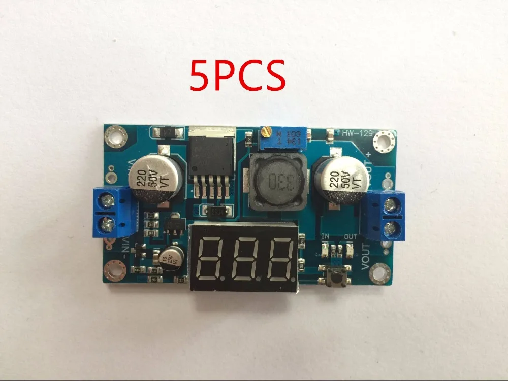 

5PCS LM2596 LCD LM2596S LED Voltmeter ADJ DC-DC Step-down Adjustable Power Supply Module with Digital Display Diy Kit