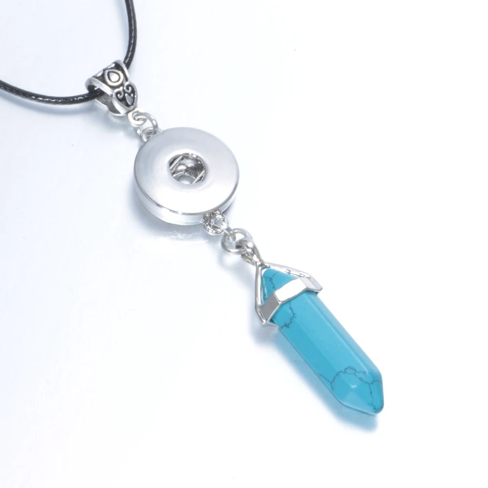 New Arrivals Charms Fit 18mm Snap Button Hexagon Natural Stone Pendant Necklace Jewelry DZ0117i|Подвески| |